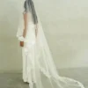 two tier veil with lace from behind